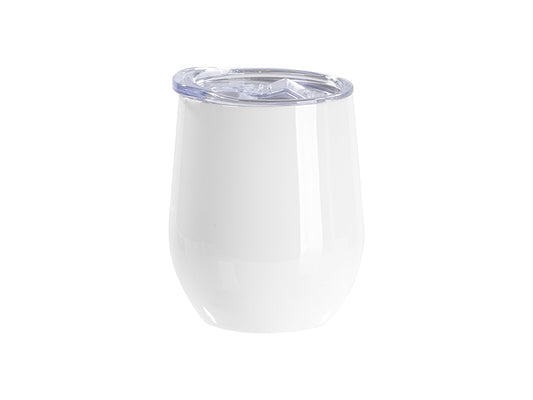 Sublimation Blanks 9oz/260ml Stainless SteelStemless Wine Cup w/ SlideLid (White)