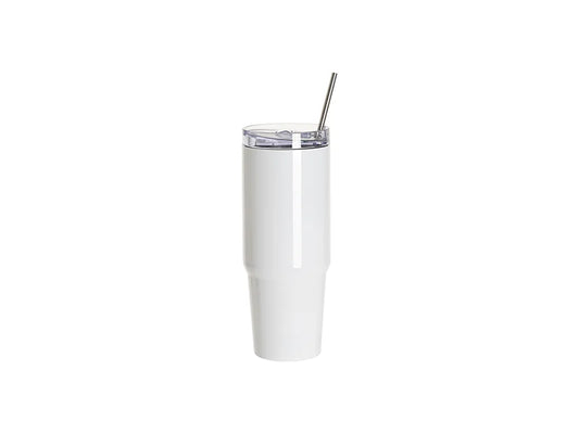 Sublimation Blanks 30oz/900ml Stainless Steel Travel Tumbler with Lid & Straw(White)