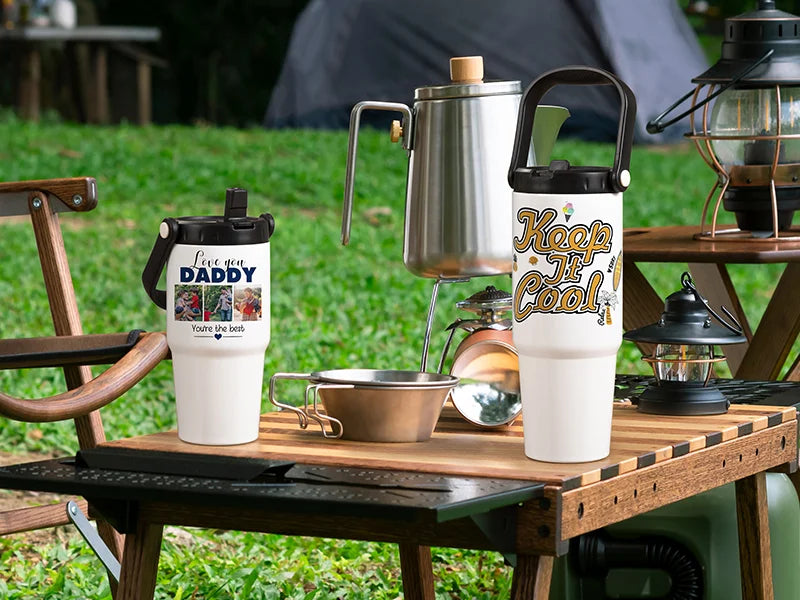 Sublimation Blanks 30oz/900ml Stainless Steel Travel Tumbler with Portable Lid(White)