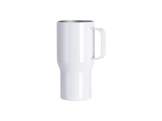 Sublimation Blanks 22oz/650ml Stainless Steel Travel Tumbler with Clear Flat Lid & Handle (White)