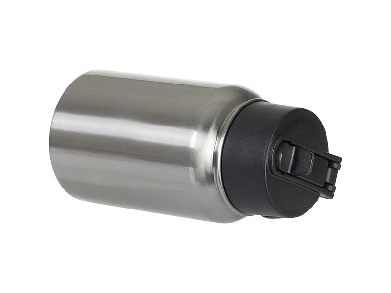 17oz/500ml Stainless Steel Water Bottle w/ Wide Mouth Straw & Portable Lid (Silver)