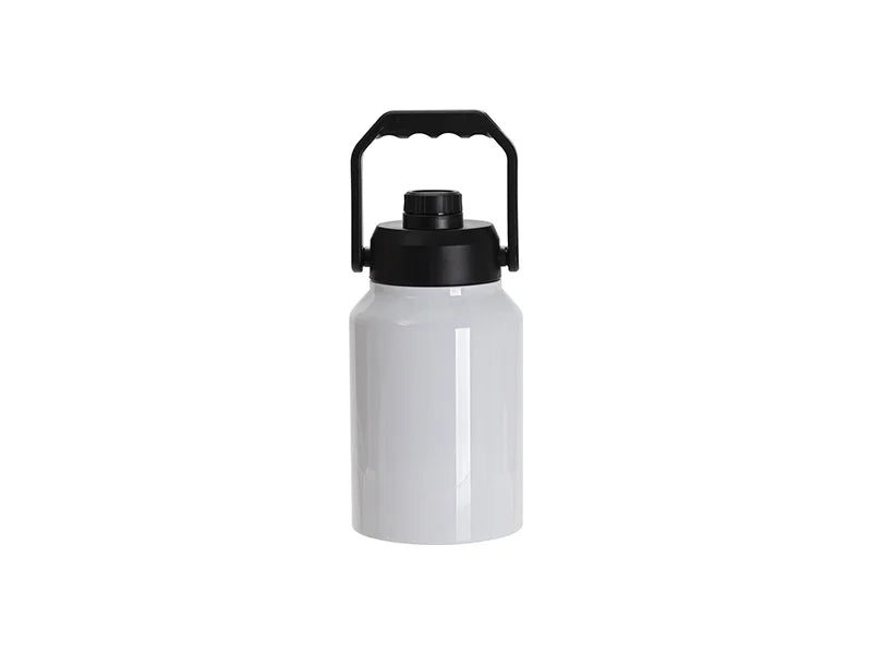64oz/2000ml Sublimation Stainless Steel Tumbler w/ Black Portable Lid(White)