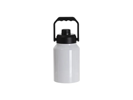 64oz/2000ml Sublimation Stainless Steel Tumbler w/ Black Portable Lid(White)