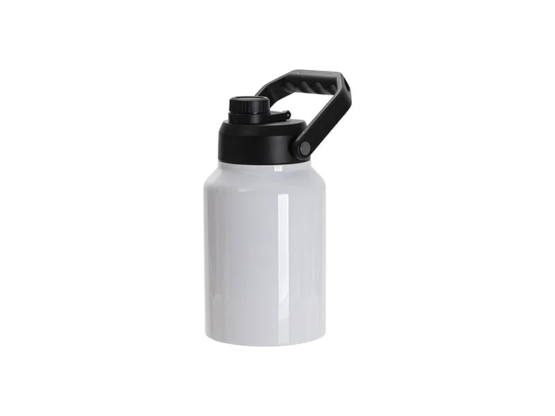 64oz/2000ml Sublimation Stainless Steel Tumbler w/ Black Portable Lid(White)