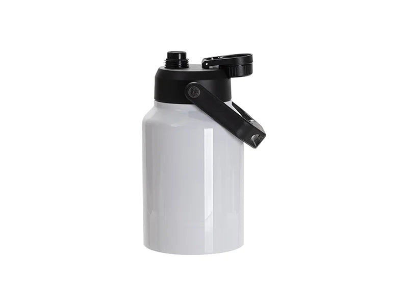 64oz/2000ml Sublimation Stainless Steel Tumbler w/ Black Portable Lid(White)