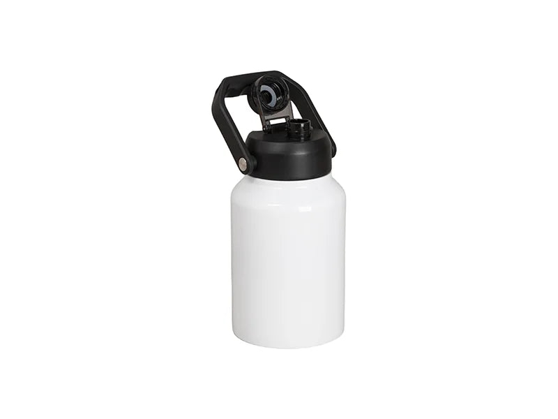 64oz/2000ml Sublimation Stainless Steel Tumbler w/ Black Portable Lid(White)