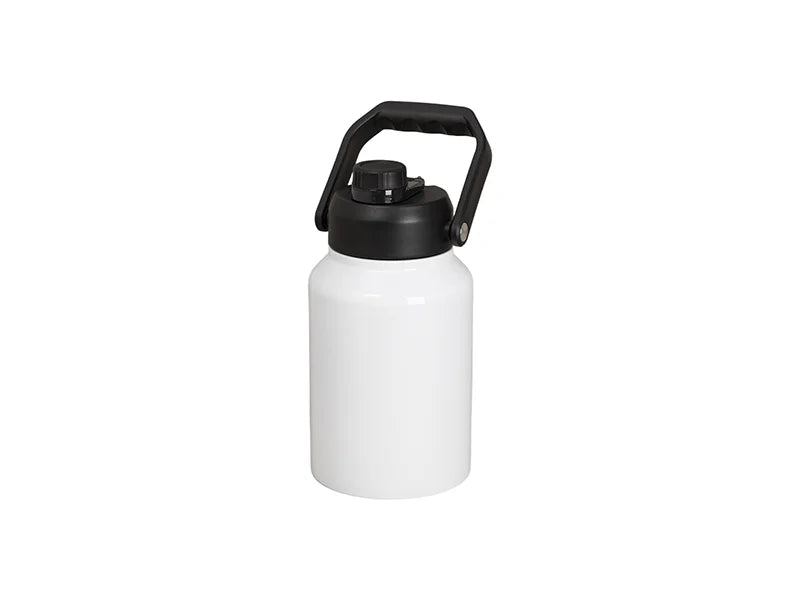 64oz/2000ml Sublimation Stainless Steel Tumbler w/ Black Portable Lid(White)