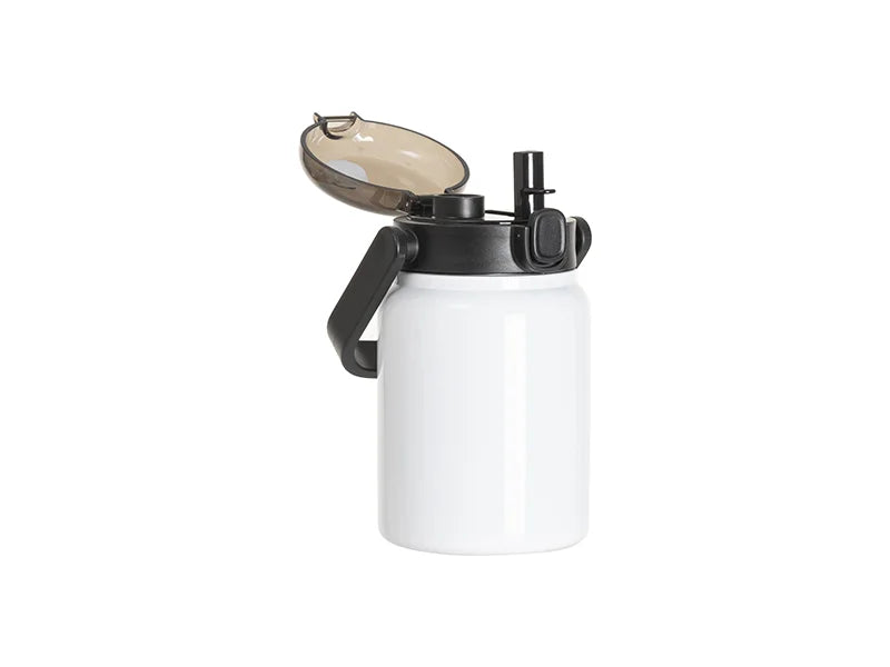 Sublimation Blanks 25oz/750ml Stainless Steel Tumbler w/ Wide Mouth & Black Portable Straw Lid (White)