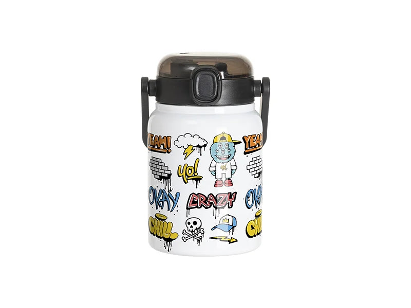 Sublimation Blanks 25oz/750ml Stainless Steel Tumbler w/ Wide Mouth & Black Portable Straw Lid(White)