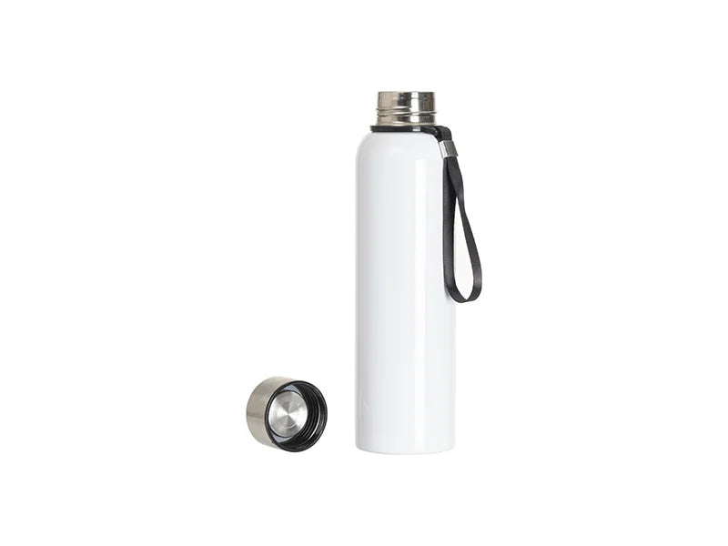 Sublimation Blanks 27oz/800ml Stainless Steel Bottle w/ Black Portable String (White)