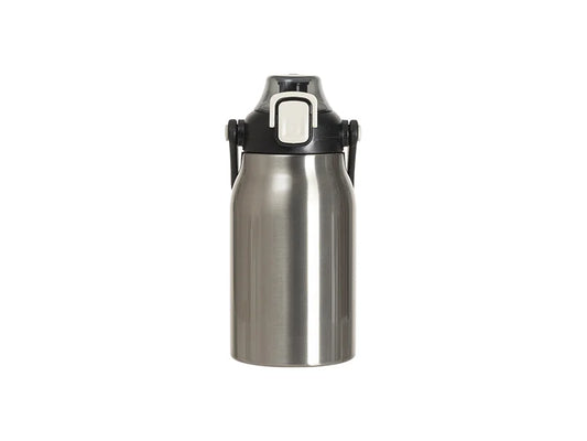 Sublimation Blanks 32oz/1000ml Stainless Steel Travel Bottle w/ Black Portable Straw Lid & Handle(Silver)