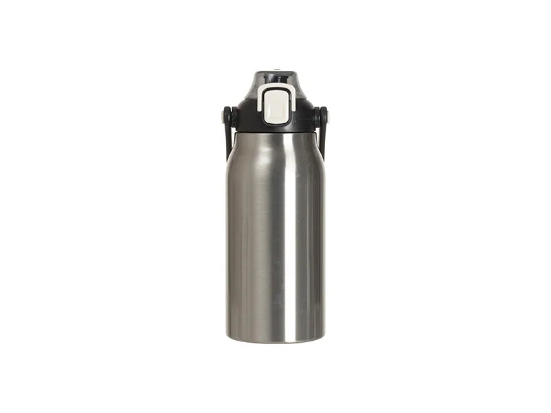 Sublimation Blanks 44oz/1300ml Stainless Steel Travel Bottle w/ Black Portable Straw Lid & Handle(Silver)