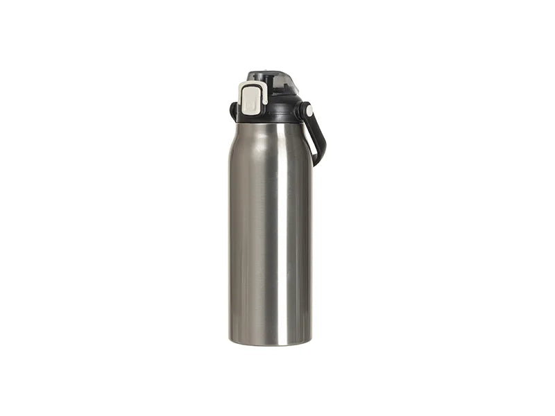 Sublimation Blanks 57oz/1700ml Stainless Steel Travel Bottle w/ Black Portable Straw Lid & Handle(Silver)