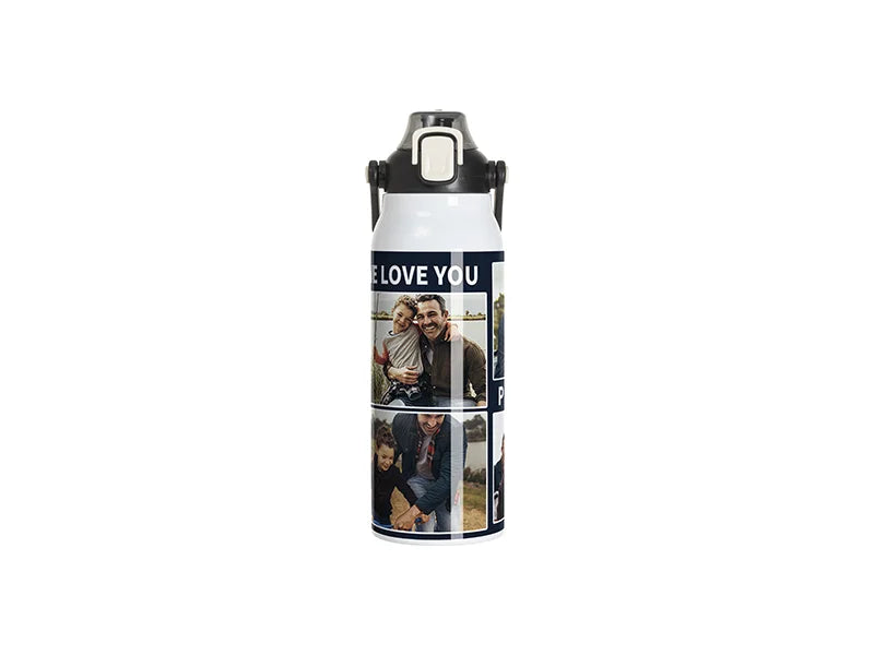Sublimation Blanks 57oz/1700ml Stainless Steel Travel Bottle w/ Black Portable Straw Lid & Handle(White)