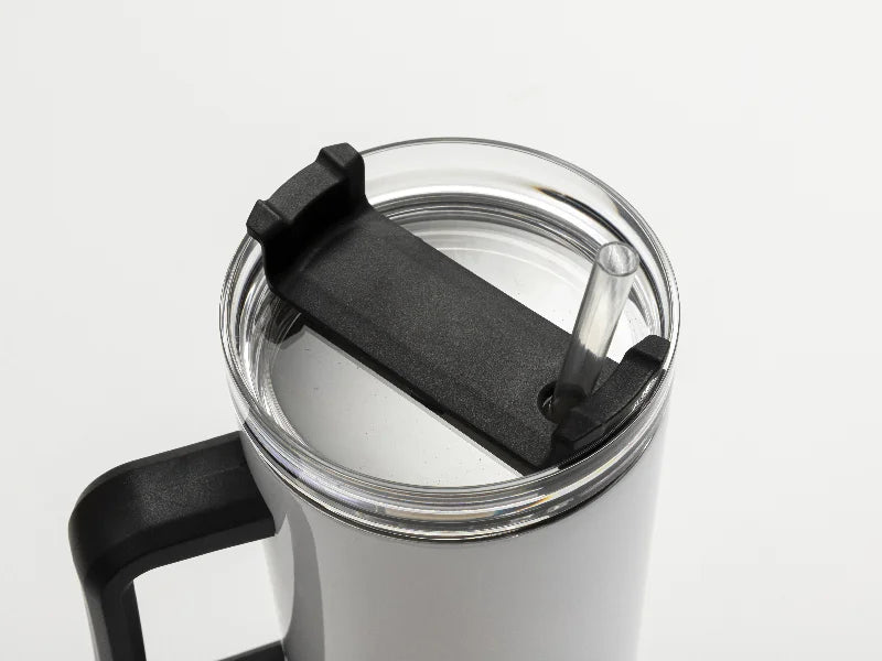 Sublimation Blanks 40oz/1200ml Stainless Steel White Travel Tumbler with Lid & Straw(Black Handle)