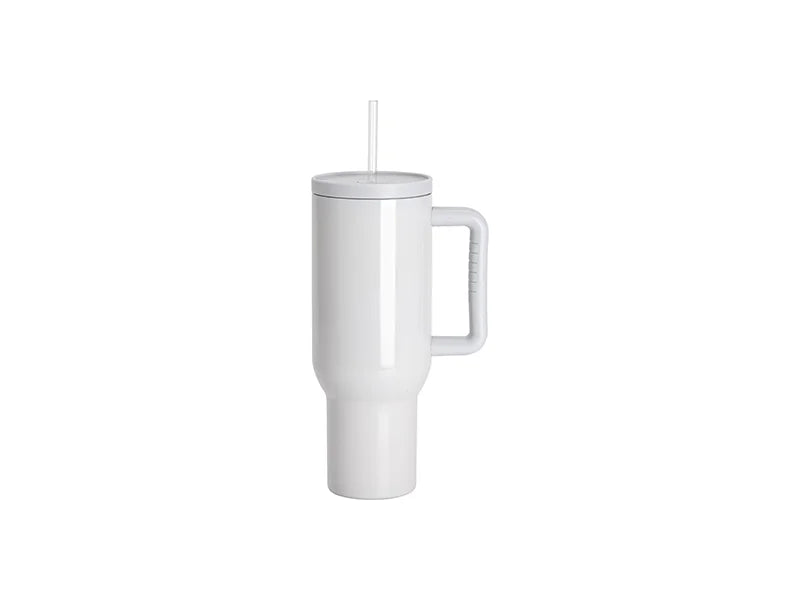 40oz/1200ml Stainless Steel Travel Tumbler with Soft Grip Handle & Straw