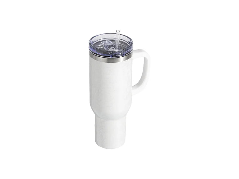 Sublimation 40oz/1200ml White Handle 3D Puffy Cloud Stainless Steel Travel Tumbler with Lid & Straw(White)