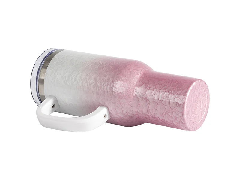 Sublimation 40oz/1200ml White Handle 3D Puffy Cloud Stainless Steel Travel Tumbler with Lid & Straw(Gradient White & Pink)