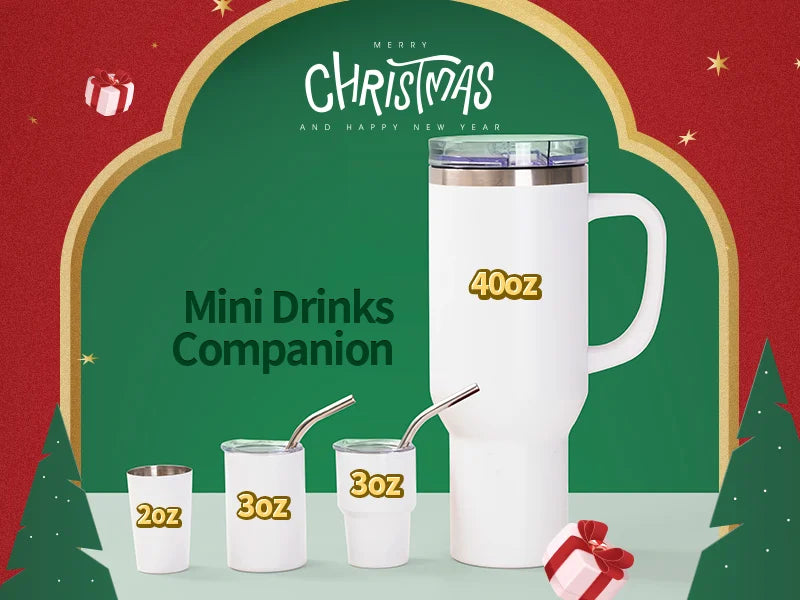 Sublimation Blank 3oz/90ml Mini Sub Stainless Steel Tumbler Shot Glass w/ Straw