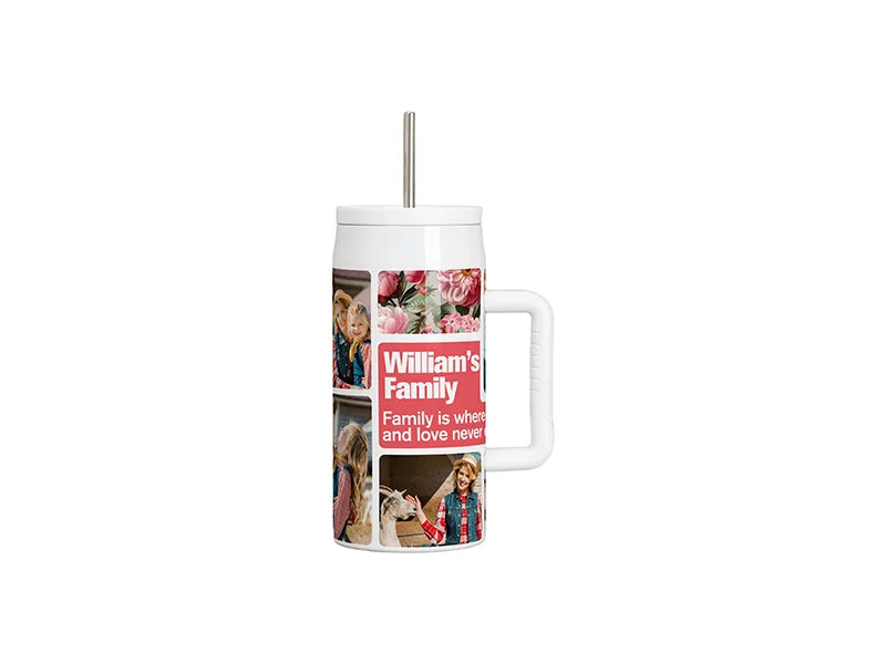 40oz Sublimation Stainless Steel Tumbler With Straw -White