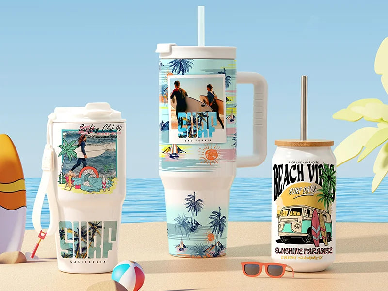 Sublimation 40oz/1200ml White Stainless Steel White Travel Tumbler with Flip Lid & Straw(Gray White Soft Grip Handle)