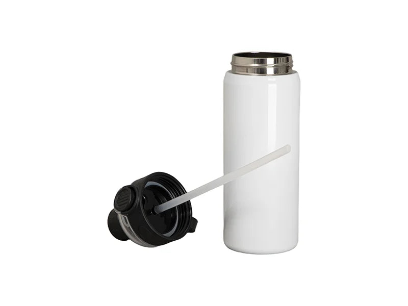 24oz/720ml Sublimation Stainless Steel Bottle w/ Black Pop Lid (White)
