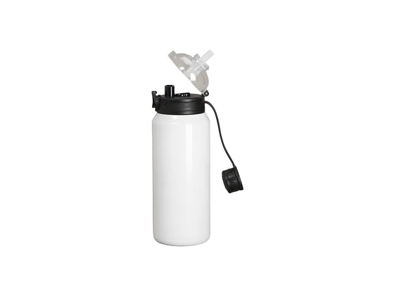 32oz/960ml Sublimation Stainless Steel Bottle w/ Black Pop Lid (White)