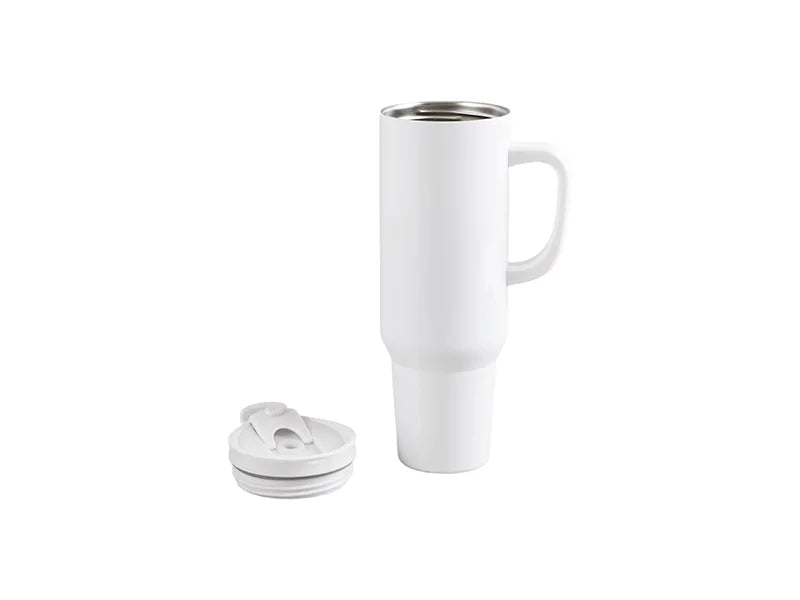 Sublimation 50oz/1500ml Stainless Steel White Travel Tumbler with Lid & Straw(White Handle)