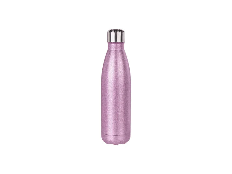 Sublimation 17oz/500ml Glitter Stainless Steel Cola Shaped Bottle (Pink)