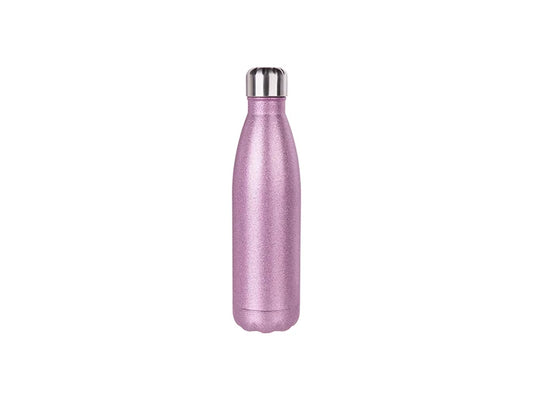 Sublimation 17oz/500ml Glitter Stainless Steel Cola Shaped Bottle (Pink)