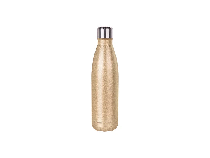 Sublimation 17oz/500ml Glitter Stainless Steel Cola Shaped Bottle (Rose Gold)