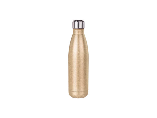 Sublimation 17oz/500ml Glitter Stainless Steel Cola Shaped Bottle (Rose Gold)