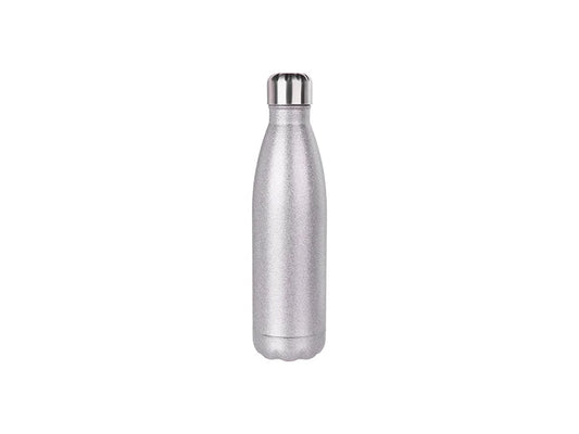 Sublimation 17oz/500ml Glitter Stainless Steel Cola Shaped Bottle(Silver)