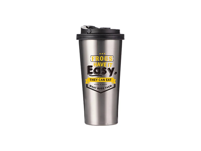 Sublimation 16oz Stainless Steel Tumbler (Silver) w/ Handle