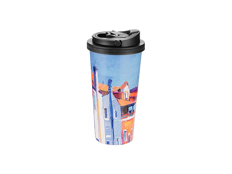 Sublimation 16oz Stainless Steel Tumbler (White) w/ Handle