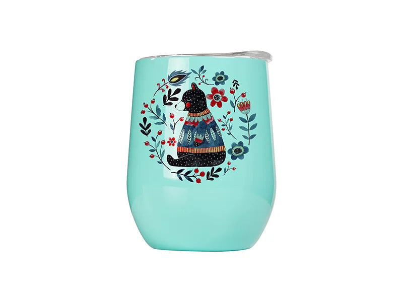 Sublimation 12oz Stainless Steel Stemless Wine Cup (Light Blue)
