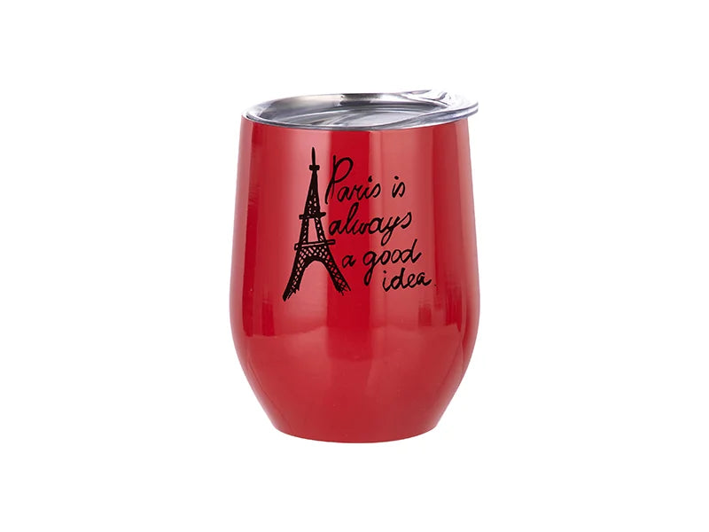 Sublimation 12oz Stainless Steel Stemless Wine Cup (Red)