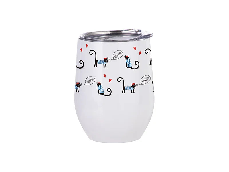 Sublimation 12oz Stainless Steel Stemless Wine Cup (White)