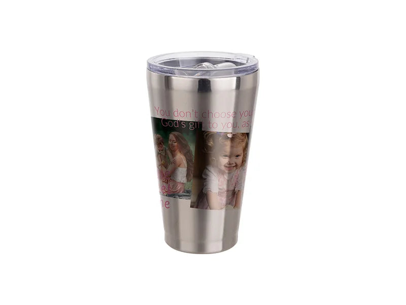 Sublimation 15oz/450ml Stainless Steel Tumbler w/ Slide Lid (Silver)