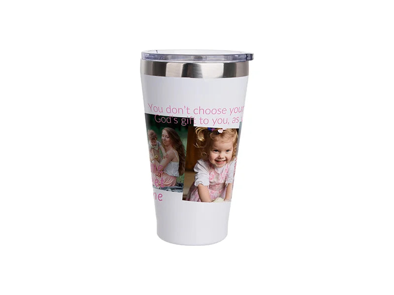 Sublimation 15oz/450ml Stainless Steel Tumbler w/ Slide Lid (White)