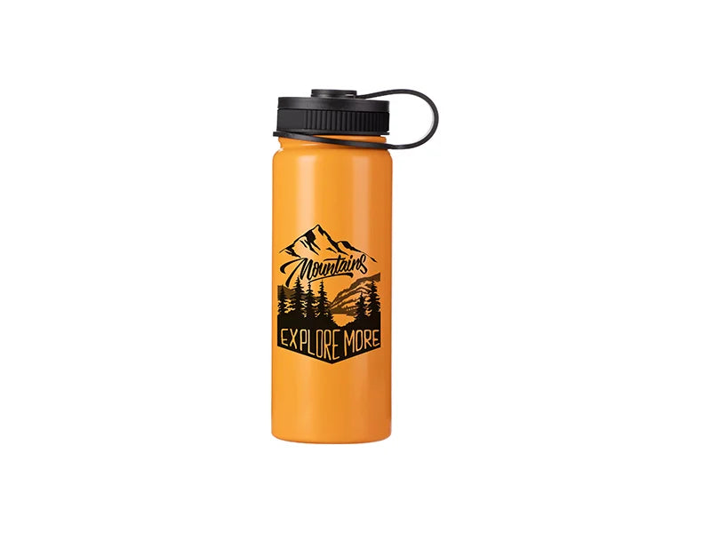 Sublimation 18oz/550ml Stainless Steel Flask w/ Portable Lid (Orange)