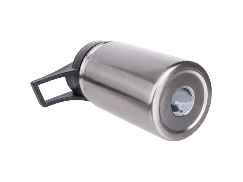 Sublimation 12oz/350ml Stainless Steel Flask w/ Sports Straw Cap Flip Lid (Silver)