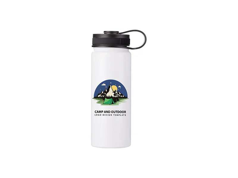 Sublimation 18oz/550ml Stainless Steel Flask w/ Portable Lid (White)