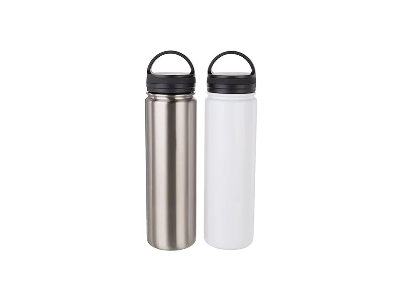 Sublimation 25oz/750ml Stainless Steel Flask w/ Portable Lid (White)