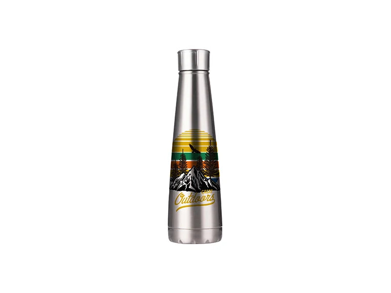 Sublimation 14oz/420ml Stainless Steel Pyramid Shaped Bottle (Silver)
