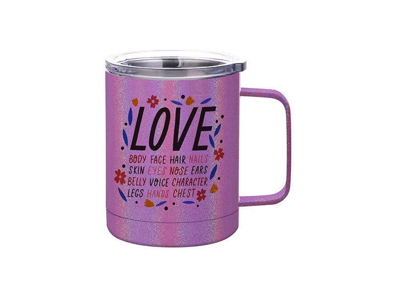 Sublimation 12oz/360ml Glitter Sparkling Stainless Steel Coffee Cup (Purple)
