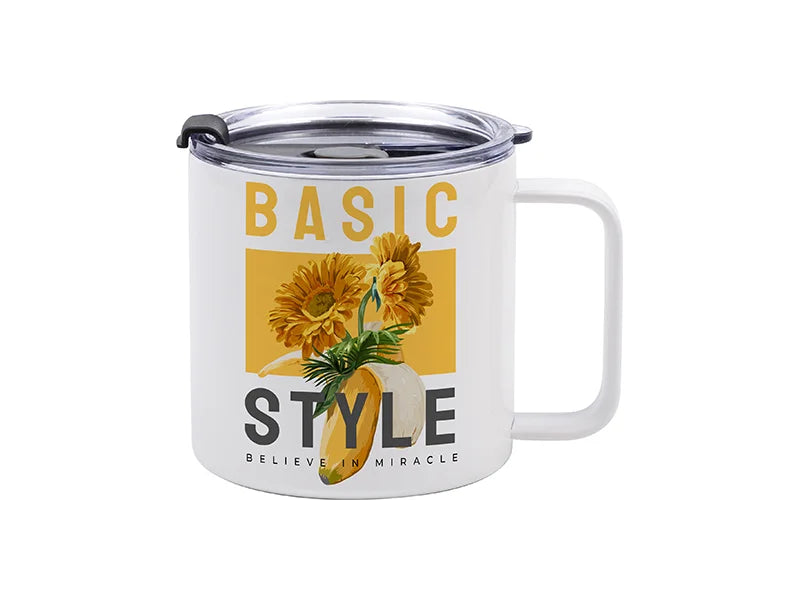 14oz/420ml Sublimation Blanks Stainless Steel Coffee Cup (White)