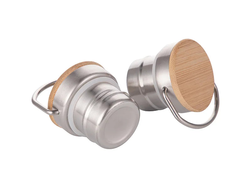 Sublimation 350ml/12oz Portable Bamboo Lid Stainless Steel Bottle (Silver)