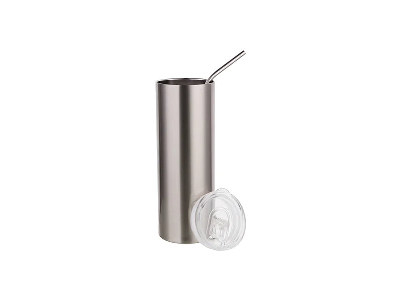Sublimation 20oz/600ml Stainless Steel Skinny Tumbler with Straw & Lid (Silver)