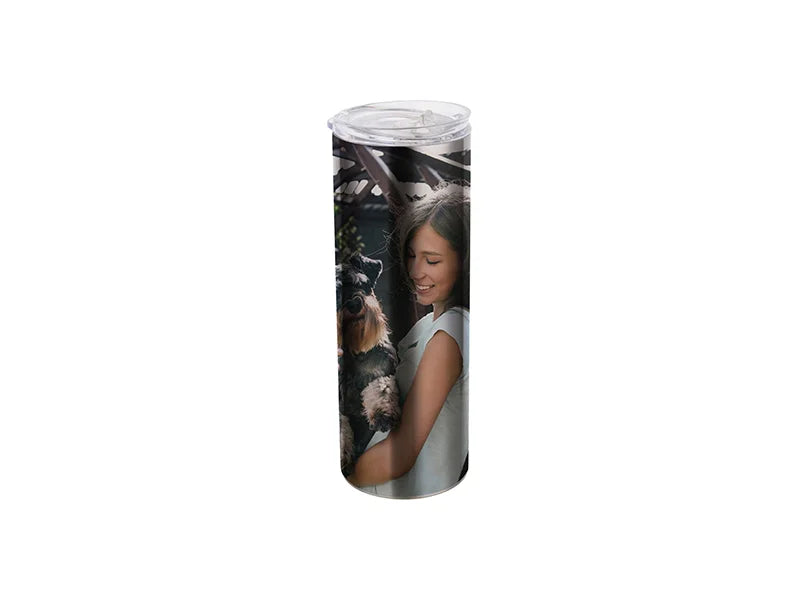 Sublimation 20oz/600ml Stainless Steel Skinny Tumbler with Straw & Lid (Silver)